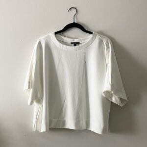 Adrianna Papell Cream Button Down Textured Short Sleeve Top XL Minimalist Modern